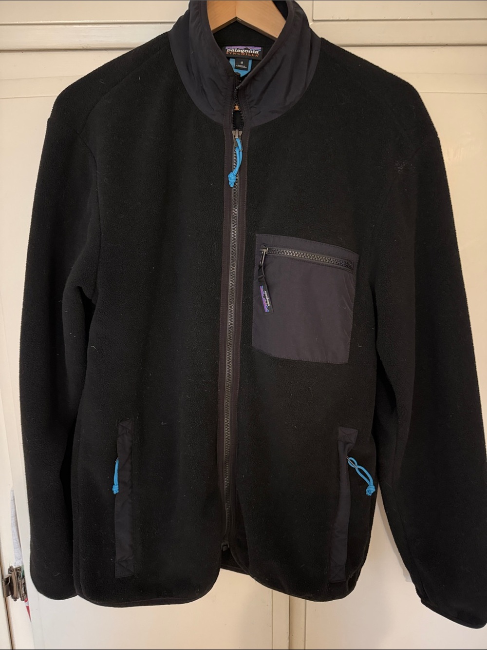 Patagonia Black Fleece Jacket 2023 with Blue Accent Zips